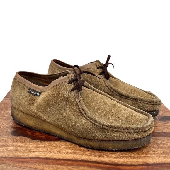 Vintage Men's Grasshopper Shoes Lace Up "Wallabies" Tan Suede Leather | 10.5/11 - Picture 1 of 10